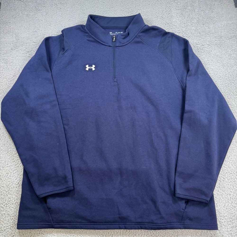 Under Armour Mens 4XL Navy Blue ColdGear Loose Fit 1/4 Zip Pullover Sweatshirt